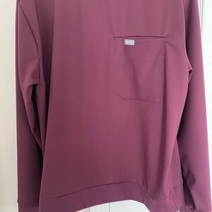 FIGS Men's Long Sleeve Chest Pocket Sweatshirt - Burgundy size XL